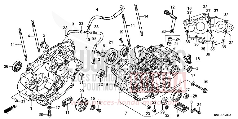 CARTER MOTEUR de CRF150R "Grandes Roues" EXTREME RED (R292) 2013